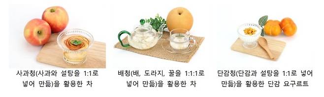 [세종=뉴시스]  사과, 배 , 단감을 활용한 과일청 만드는 법. (자료=농진청 제공) *재판매 및 DB 금지