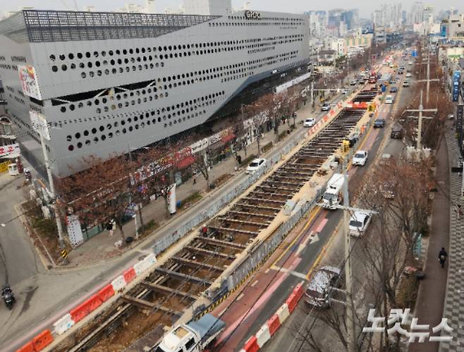 18일 오전 광주 서구 금호동 인근 광주도시철도 2호선 공사 현장. 박성은 기자