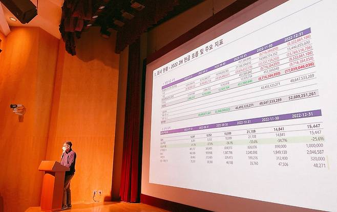 보고플레이의 현금 흐름에 대해 설명하는 류승재 대표. /이신혜 기자