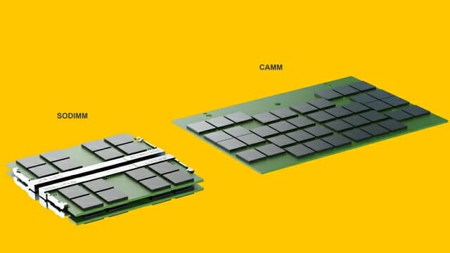 현행 SO-DIMM과 CAMM 메모리 비교. (사진=델테크놀로지스)