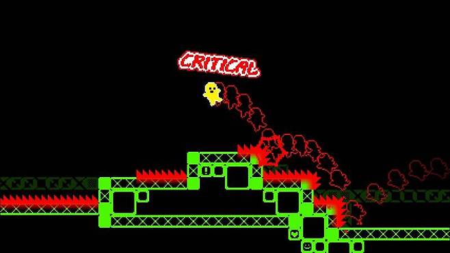 빨간 바이러스에 닿으면 뒤로 튕긴다