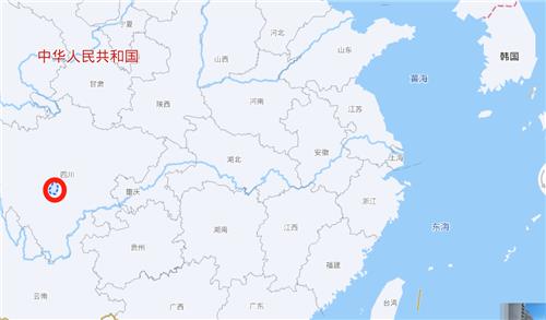 규모 5.6 지진 발생한 중국 쓰촨 루딩현(붉은 원 지점) [바이두 지도 캡처. 재판매 및 DB 금지]