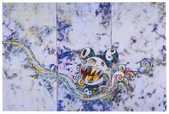 무라카미 다카시의 ‘727 드래곤’(2018, Acrylic on canvas mounted on aluminum frame, 300×450㎝). 권지용 컬렉션. (C)2018 Takashi Murakami/Kaikai Kiki Co., Ltd. All Rights Reserved. Courtesy of the artist and Perrotin. 부산시립미술관 제공