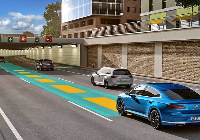 폭스바겐 첨단 운전자 보조 시스템 ‘IQ..드라이브’ 개념도. 출처=폭스바겐