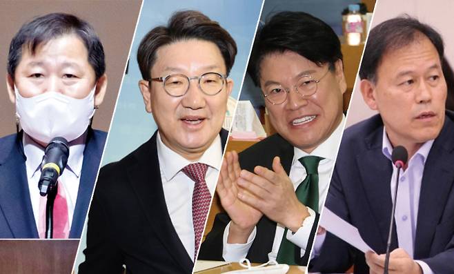 사진 왼쪽부터 국민의힘 이철규 의원, 권성동 의원, 장제원 의원, 윤한홍 의원 ⓒ연합뉴스