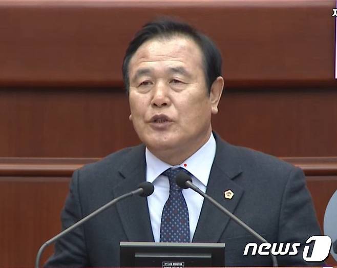 2일 김만기 전북도의원이 임시회에서 5분 발언을 하고 있다.2023.2.3/뉴스1