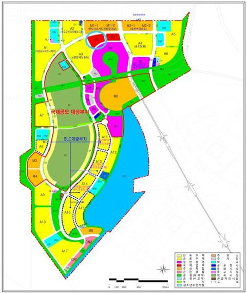 인천 송도국제도시 랜드마크시티 국제업무용지인 B1 블록(송도동318)을 올 상반기 중 실시계획을     변경한다. 사진은 송도랜드마크시티 토지이용 계획도.