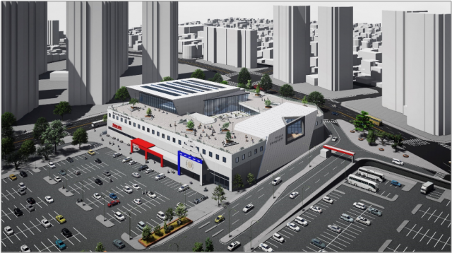 중랑구 면목유수지에 증축을 통해 기존 대형마트 위에 문화·체육시설이 들어선 뒤 예상 조감도./사진제공=서울시