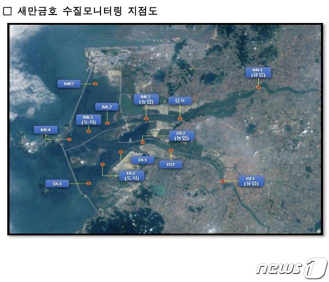 새만금호 수질 측정 지점(전북지방환경청 제공)2023.2.3/뉴스1