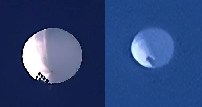 미 국방부가 공개한 중국의 스파이 풍선으로 추정되는 기구. AP 연합뉴스