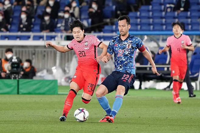 지난 2021년 요코하마에서 열린 한일전. 게티이미지코리아