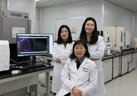 류마티스 관절염 및 림프암 치료 후보물질을 개발한 조희영 박사 연구팀 조희영(중간) 박사와 홍효원(왼쪽) 박사후연구원, 윤새봄 학생연구원. 사진=화학연 제공