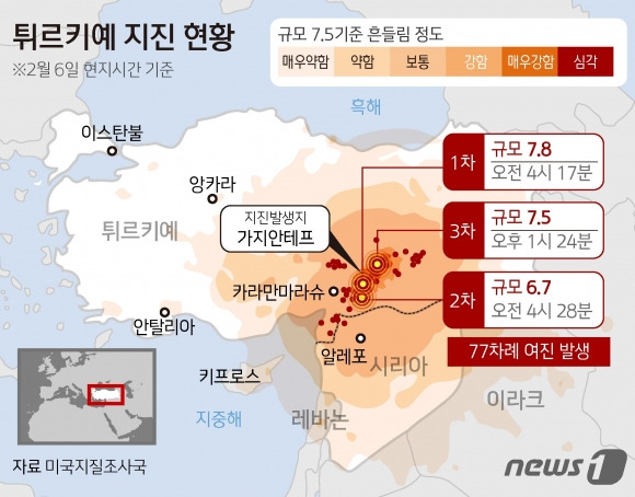 튀르키예 지진 현황 - (서울=뉴스1) 김초희 디자이너 =