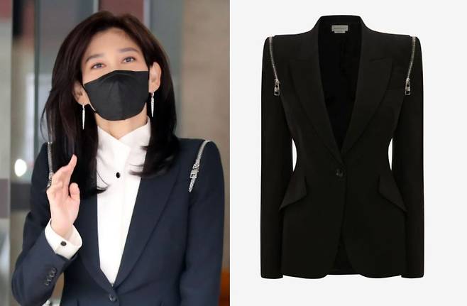 지난해 3월 서울시 중구 삼성전자 장충사옥에서 열린 호텔신라 주주총회에 참석한 이부진 호텔신라 사장, 이 사장이 입은 알렉산더 맥퀸 재킷/뉴스1, 알렉산더 맥퀸 홈페이지