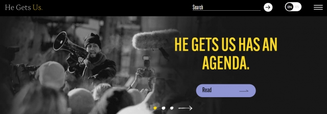 기독교 복음 캠페인 '히 겟츠 어스(He Gets Us)'의 홈페이지 화면 캡처