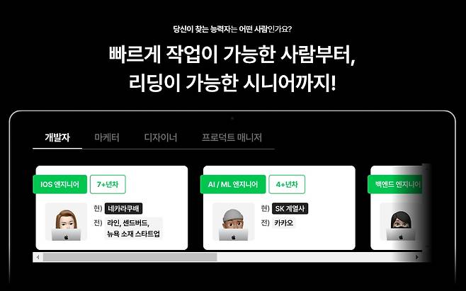 디오(DIO)는 기업이 원하는 조건에 맞춰 다양한 직종의 구직자를 매칭해준다./디오 홈페이지 캡처.