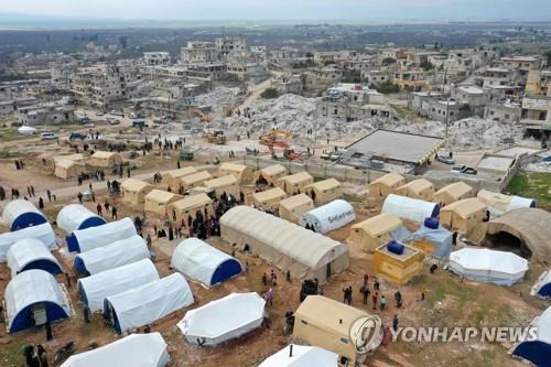 지진으로 붕괴된 시리아 서북부 이들리브주 하림 마을 [AFP 연합뉴스 자료사진, 재판매 및 DB 금지]