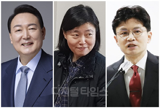 (왼쪽부터) 윤석열 대통령, 임은정 대구지검 부장검사, 한동훈 법무부 장관. <디지털타임스 DB, 국민의힘 제공, 연합뉴스>