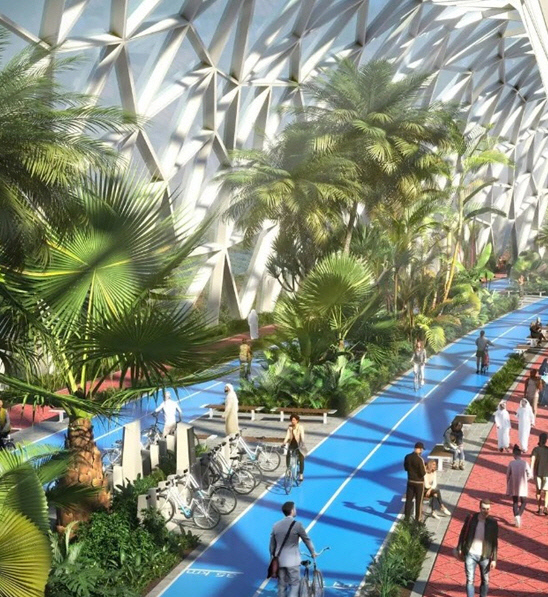 아랍에미리트연합(UAE)의 건축 기업 어브가 건설을 제안한 도보터널에서 시민들이 산책을 즐기는 상상도. 어브 제공