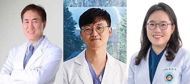 울산대병원 로봇수술센터 전상현-양성수-최진영 교수(왼쪽부터). [사진=울산대병원]