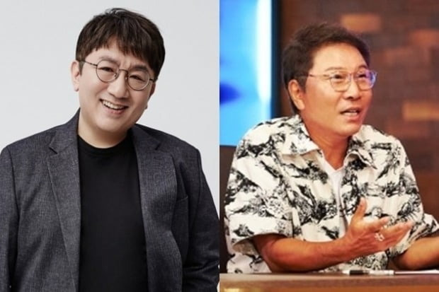 (사진 왼쪽부터) 방시혁 하이브 의장, 이수만 SM 최대주주.(사진=각 소속사 제공)