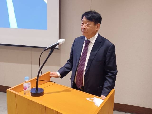 22일 이윤철 금양그린파워 대표가 서울 여의도 63스퀘어에서 기업공개(IPO) 관련 기자간담회를 열고 향후 상장 계획에 대해 설명하고 있다. 사진=IR큐더스