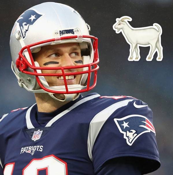 NFL의 'G.O.A.T.'인 브래디 사진에 염소 이모티콘을 넣은 그림. / 트위터