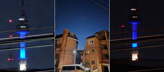 갤럭시S23 플러스 30배줌(왼쪽), 울트라 30배줌(오른쪽) 사진 비교. 울트라로 촬영한 사진이 남산타워가 더 진하고 선명하게 보였다./사진=백유진 기자 byj@