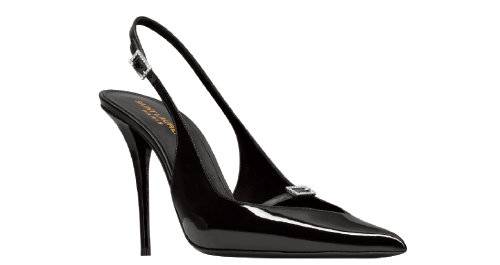 미니멀하고 심플한 디자인의 블랙 포인티드 토 펌프스. 165만 원 생로랑.