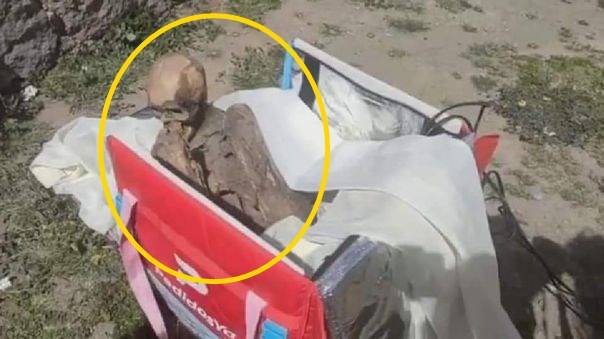 사진=배달통에서 발견된 미라. (출처=페루 문화부)