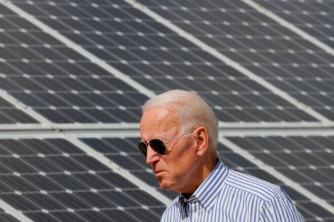 조 바이든 미국 대통령이 2019년 6월 뉴햄프셔주의 태양광발전 프로젝트 현장을 방문했다.ⓒREUTERS