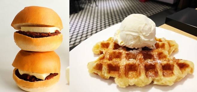 앙버터(왼쪽)와 크로플. [SNS 캡처]·육성연 기자