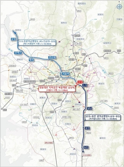 GTX-A 노선도. 국토교통부 제공