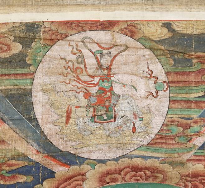 [서울=뉴시스] 서울 청룡사 비로자나불 삼신괘불도- 코끼리를 탄 보현동자 (사진=문화재청 제공) 2023,03,09. photo@newsis.com *재판매 및 DB 금지