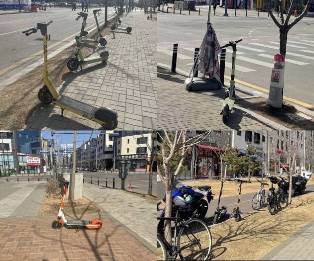 평택 공유 전동킥보드 모습. (사진=최수진 기자)