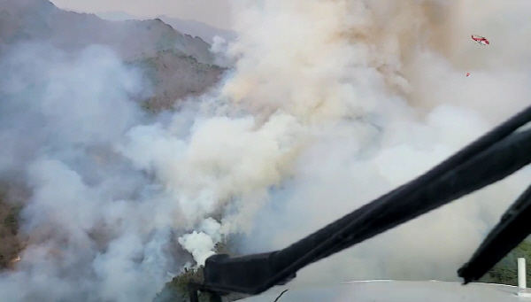 경남 하동군 화개면 대성리 산불. 산림청 제공