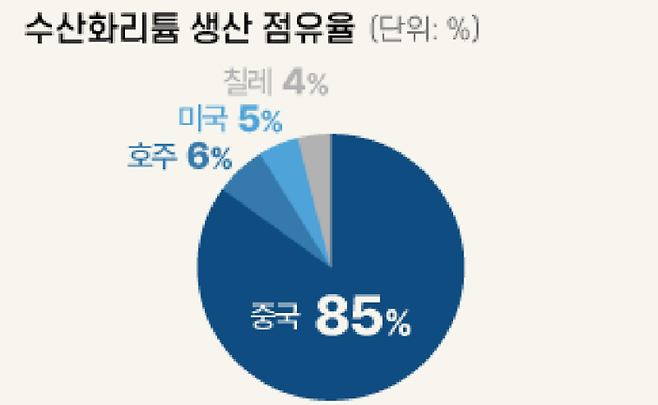 2020년 기준/자료=KOTRA, 관얜텐샤
*수산화리튬은 주로 전기차 배터리에 사용됨