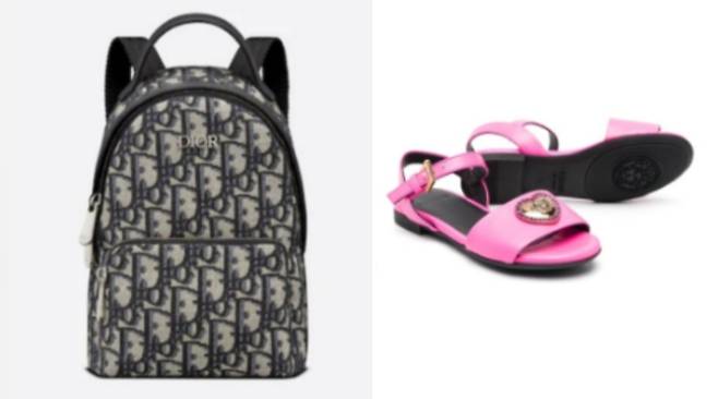 디올 아동 책가방(왼쪽), 베르사체 키즈 '메두사 오픈토 샌들 [각사 홈페이지]