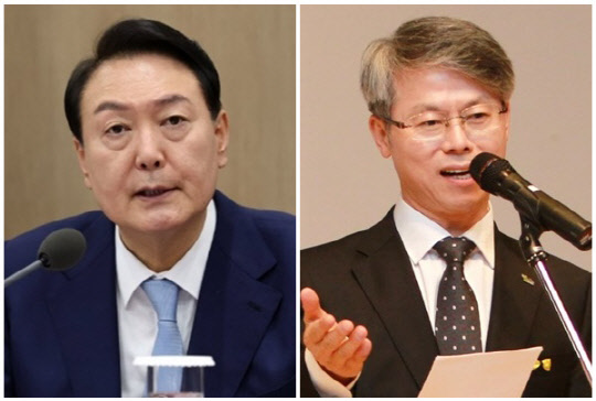 윤석열 대통령(왼쪽)과 민형배 무소속 의원. <연합뉴스>