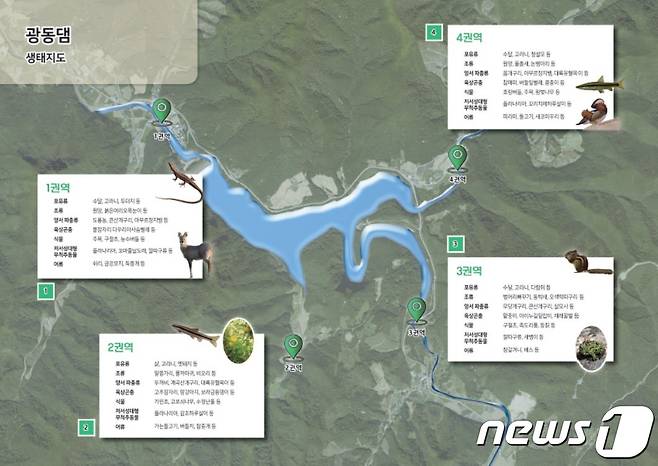 광동댐 생태지도 자료.(한국수자원공사 한강유역관리처 제공) 2023.3.14/뉴스1
