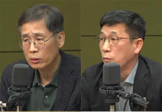 신평(왼쪽) 변호사와 진중권 광운대 특임교수. CBS ‘박재홍의 한판승부’ 유튜브 채널 캡처