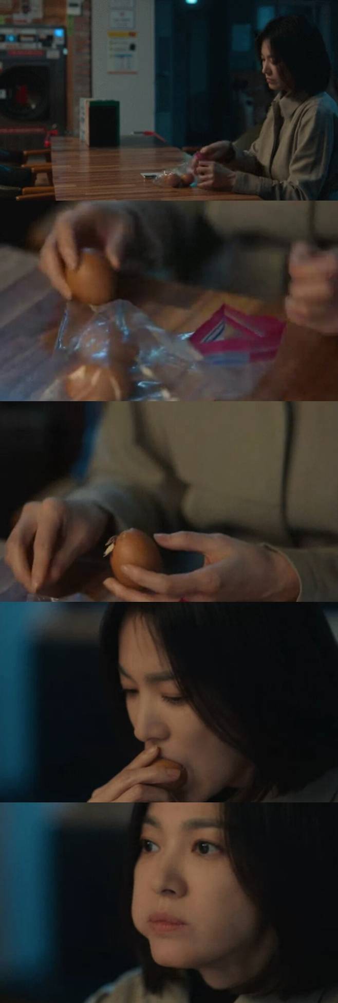 ▲ 껍데기까지 먹은 것이 아닌지 우려되는 송혜교. 출처ㅣ넷플릭스 더 글로리 방송화면 캡처