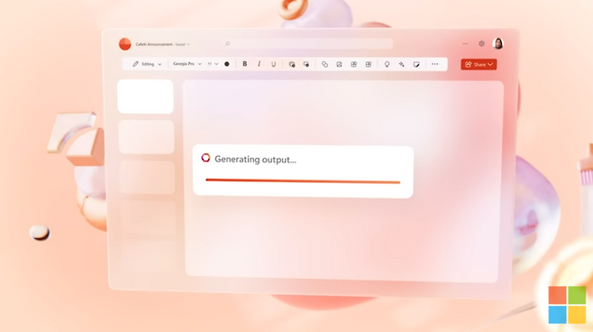 코파일럿을 적용한 파워포인트. MS 유튜브