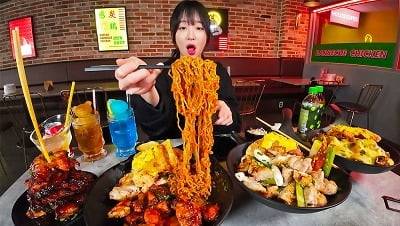 쯔양의 먹방 콜라보 영상 화면갈무리. / 출처=감탄계 제공