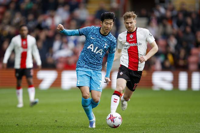 ▲ 사우스햄튼전 선발 출격한 손흥민. ⓒ연합뉴스/AP