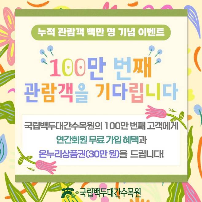 100만번째 관람객을 기다리는 홍보물.