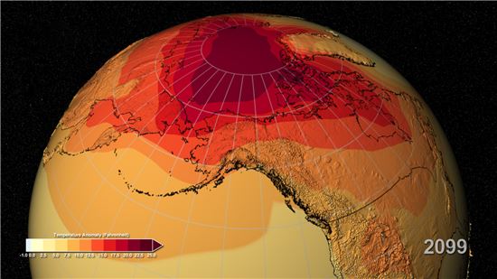 ▲온난화로 지구는 계속 뜨거워지고 있다.[사진제공=NASA]