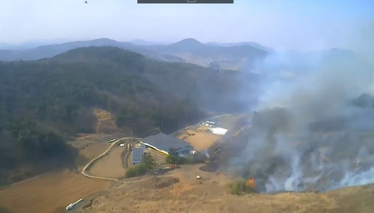 20일 14시 19분쯤 충남 서천군 마산면에서 화재가 발생했다. 사진=산림청 제공