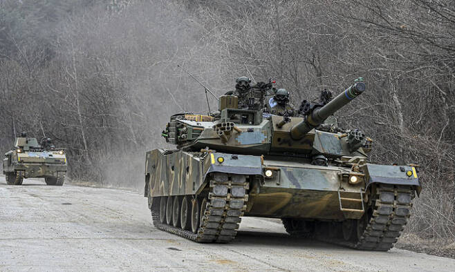 한미 연합 KCTC훈련서 K1전차가 기동하는 모습. 육군 제공