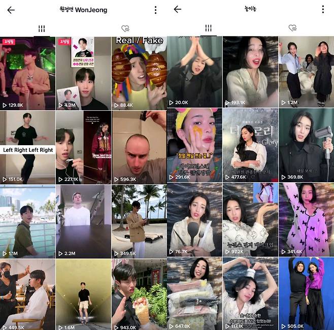 사진=원정맨, 늘이농 틱톡 캡처